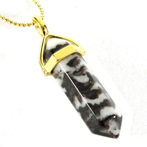 White Zebra Jasper Gemstone Pendant Necklace